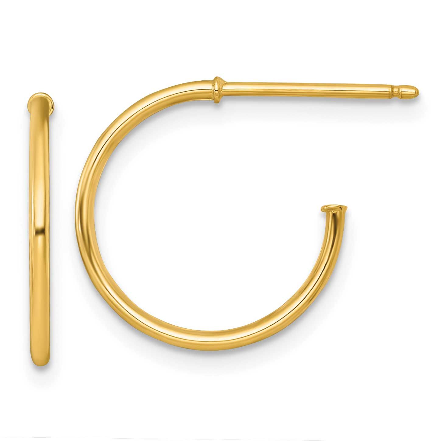 1.2 x 16mm Polished Post Hoop Earrings 14k Gold, MPN: TF2481, UPC: