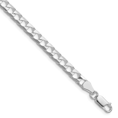 5mm Diamond-cut Square Curb Chain 7 Inch Sterling Silver Rhodium-Plated, MPN: QFOC180R-7, UPC: