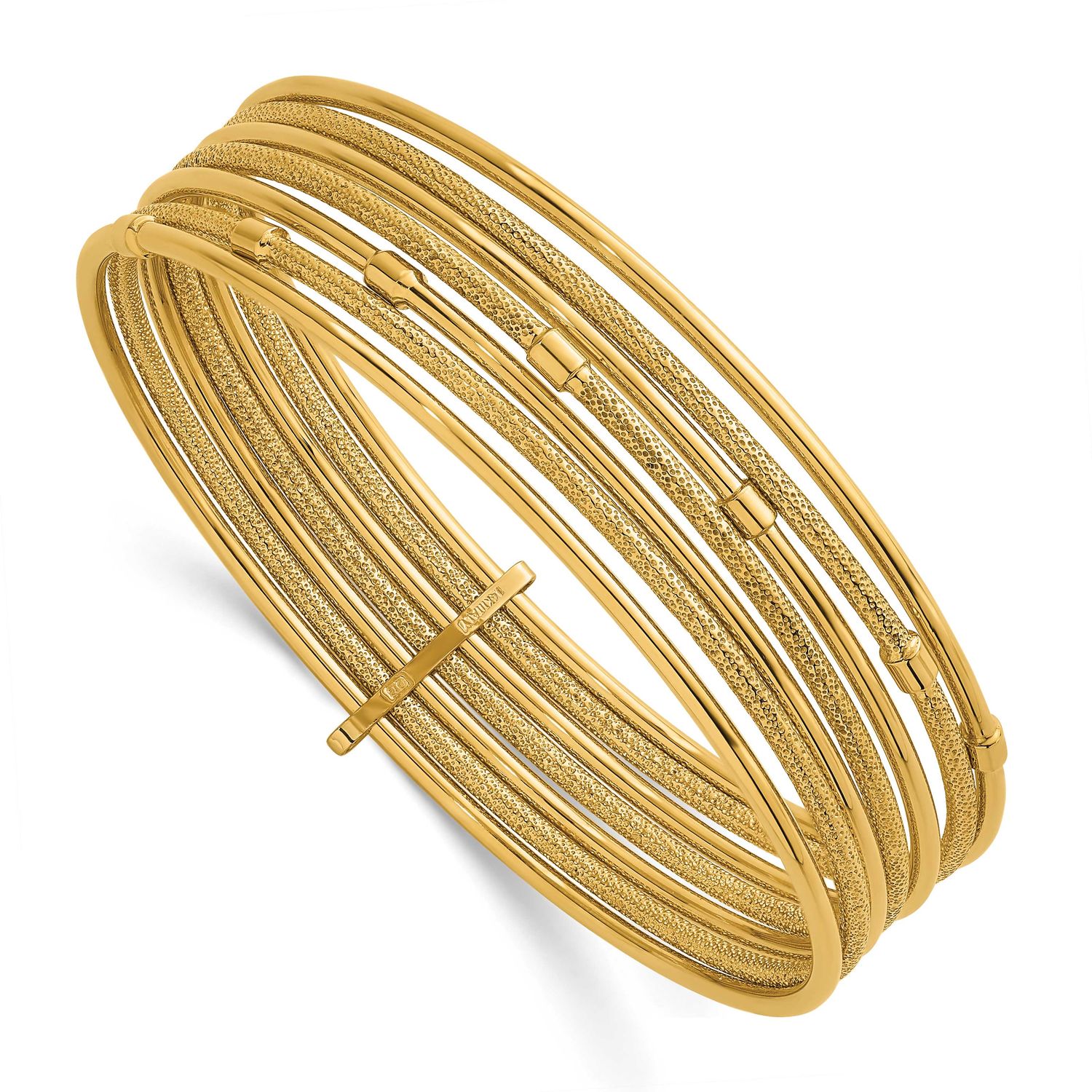Textured 7 Row Slip On Bangle 14k Gold Polished, MPN: DB750, UPC: