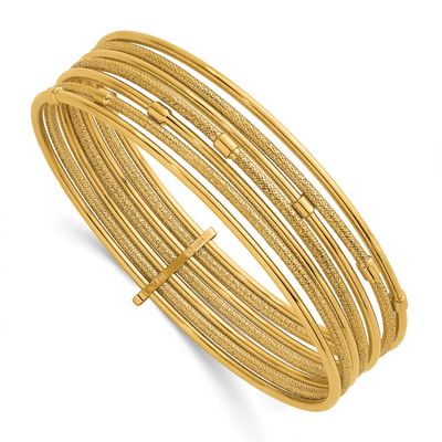 Textured 7 Row Slip On Bangle 14k Gold Polished, MPN: DB750, UPC: