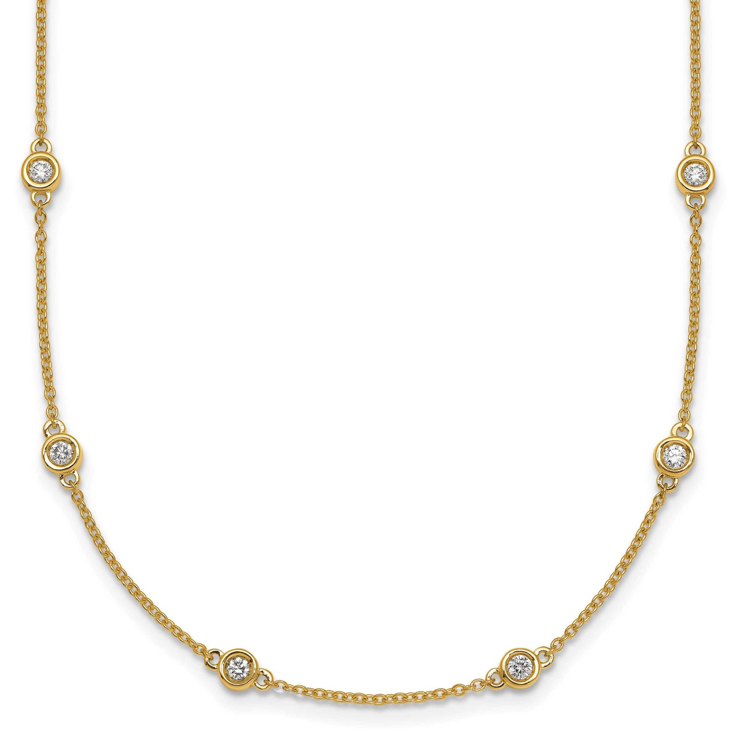Diamond Station Cable Necklace 14k Gold, MPN: PM1014-063-YA-18, UPC: