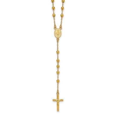 Beaded Rosary 24 Inch Necklace Sterling Silver Gold-Tone Polished, MPN: QH5873-24, UPC: