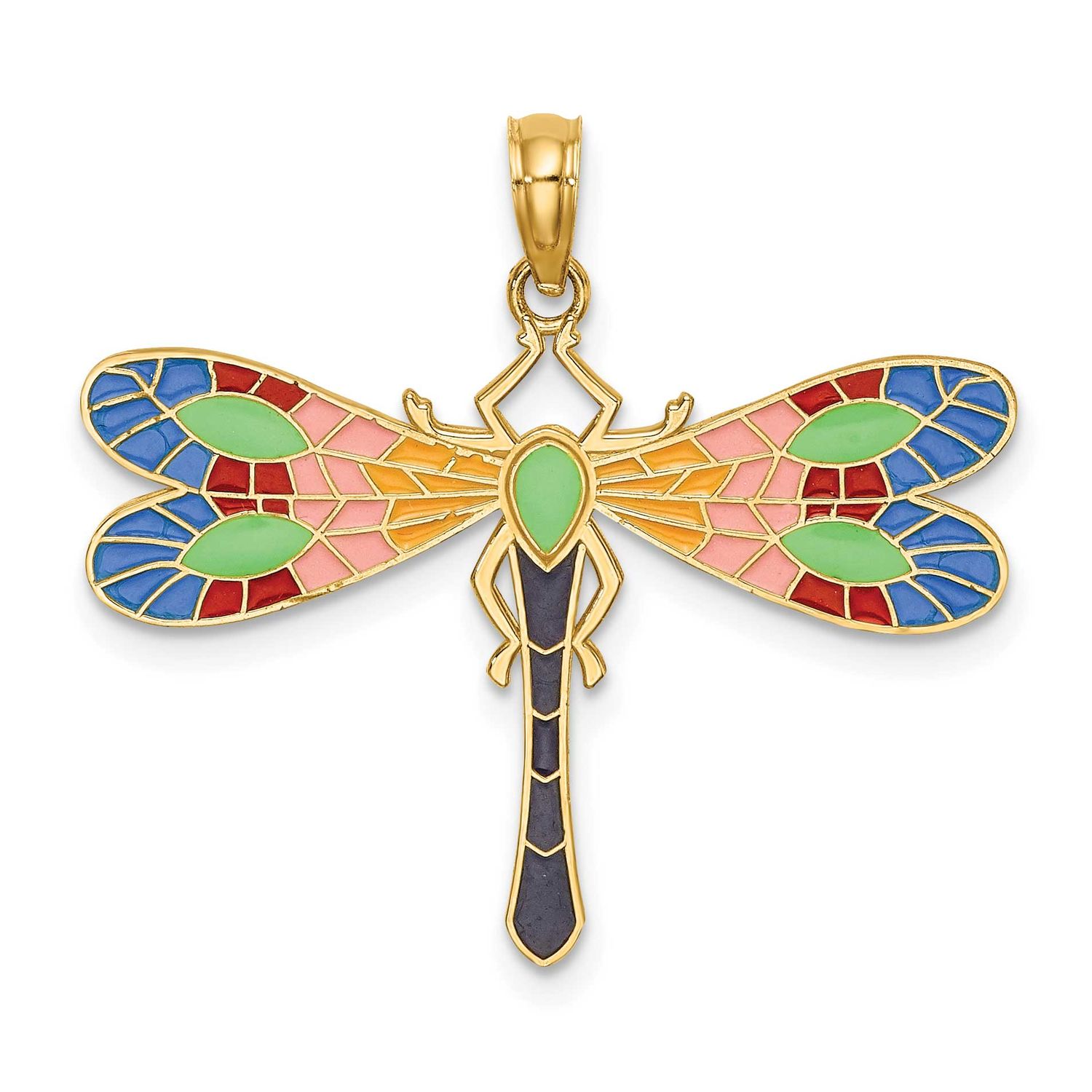 Multi Color Enamel Dragonfly Charm 14k Gold, MPN: K6985, UPC: 637218136841