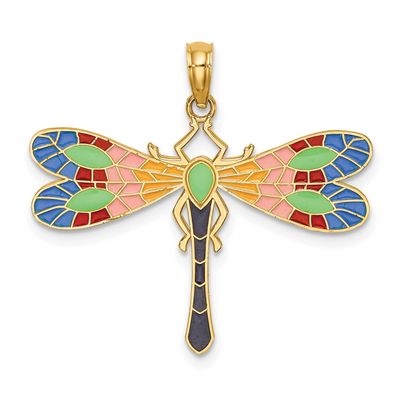 Multi Color Enamel Dragonfly Charm 14k Gold, MPN: K6985, UPC: 637218136841