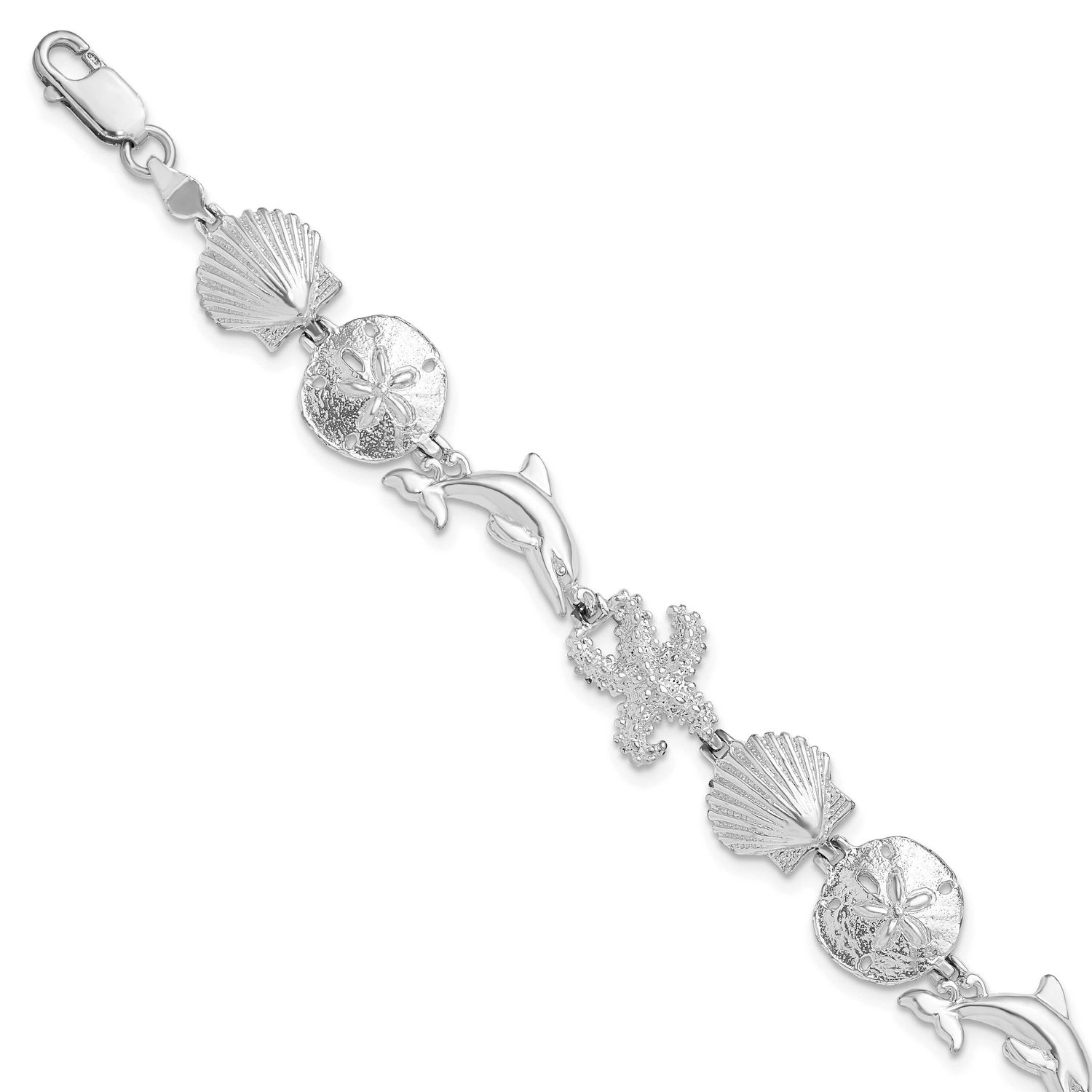 De-Ani Polished Sea Life Bracelet Sterling Silver Rhodium-Plated, MPN: QH5574-7.25, UPC: 6372181466…