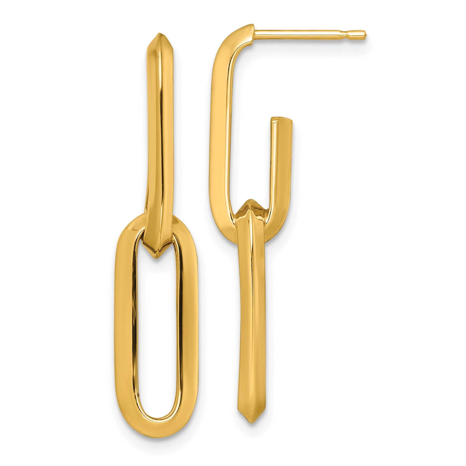 Paperclip Link Chain 7mm Post Earrings 33.88 Inch 14k Gold Polished, MPN: SF3257E, UPC: