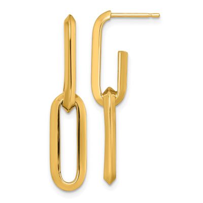 Paperclip Link Chain 7mm Post Earrings 33.88 Inch 14k Gold Polished, MPN: SF3257E, UPC: