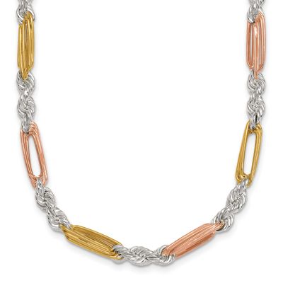 Gold-Tone Polished 4.5mm Figaro Rope 18 Inch Necklace Sterling Silver Rose-Tone, MPN: QG6927-18, UP…