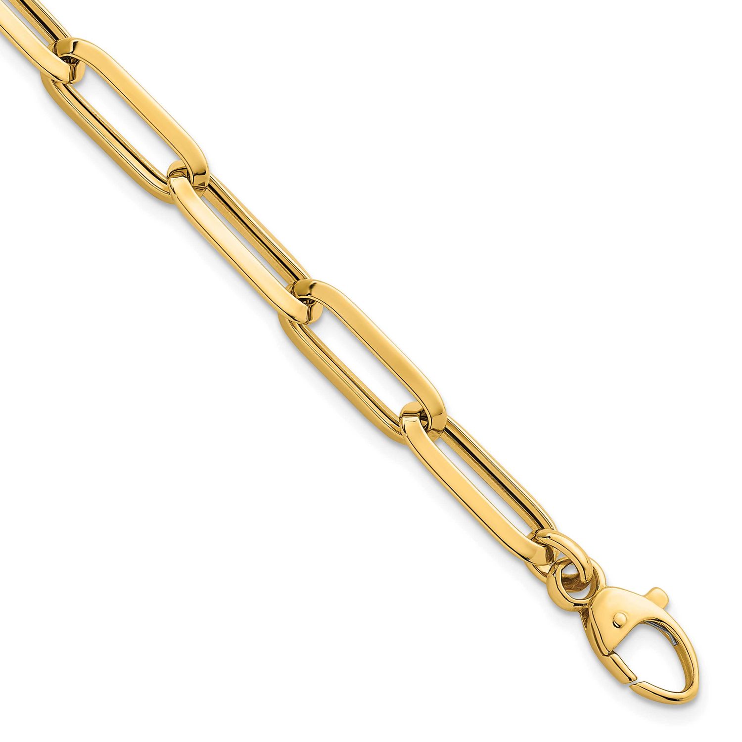 Paperclip Link Chain 7mm Bracelet 7.5 Inch 14k Gold Polished, MPN: SF3257-7.5, UPC: