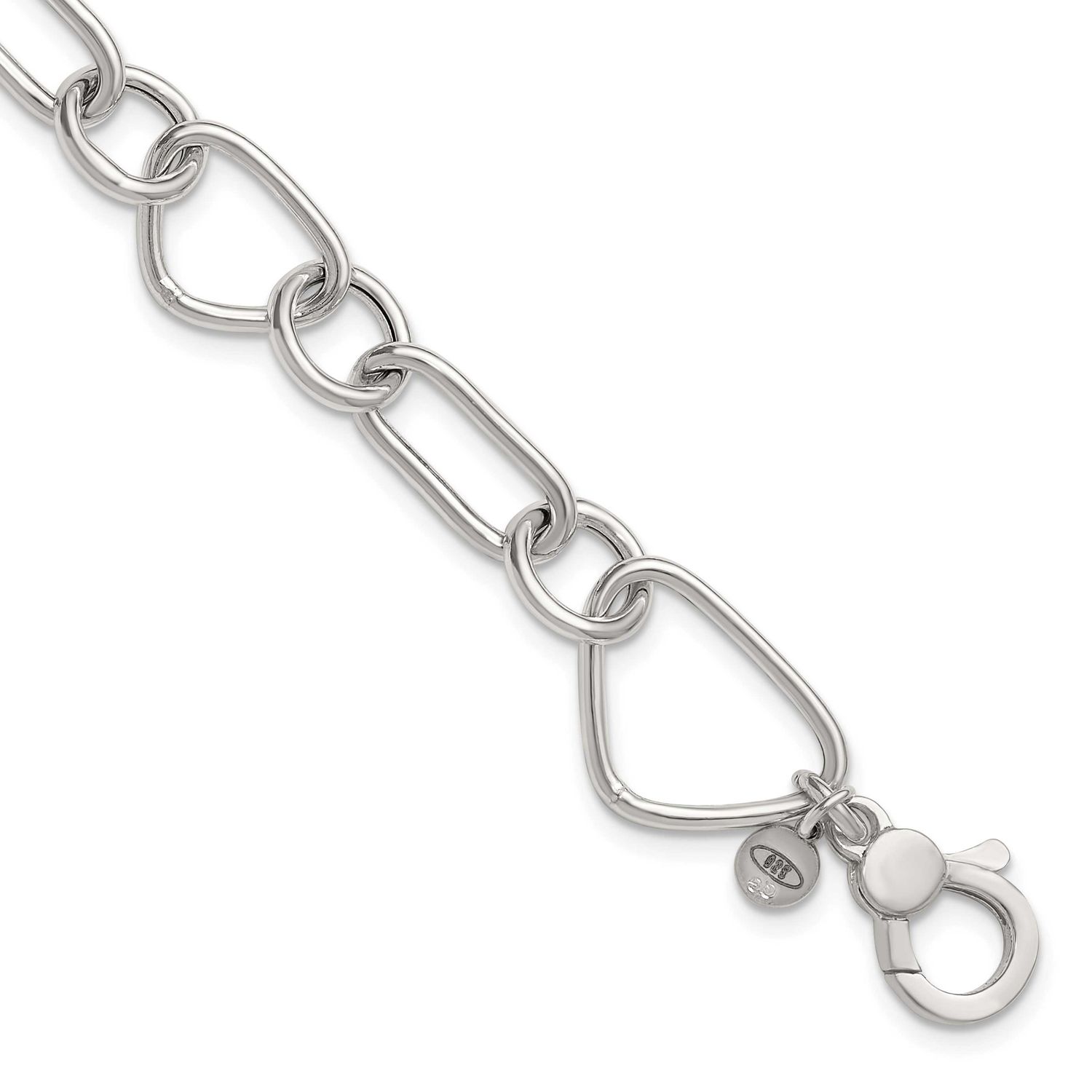 1 Inch Extension Fancy Link Bracelet Sterling Silver Polished, MPN: QG6938-8, UPC: