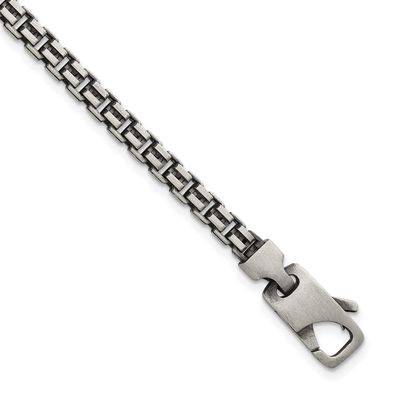 Brushed Fancy Box Link 4mm 7.75 Inch Bracelet Sterling Silver Antiqued, MPN: QG6915-7.75, UPC: