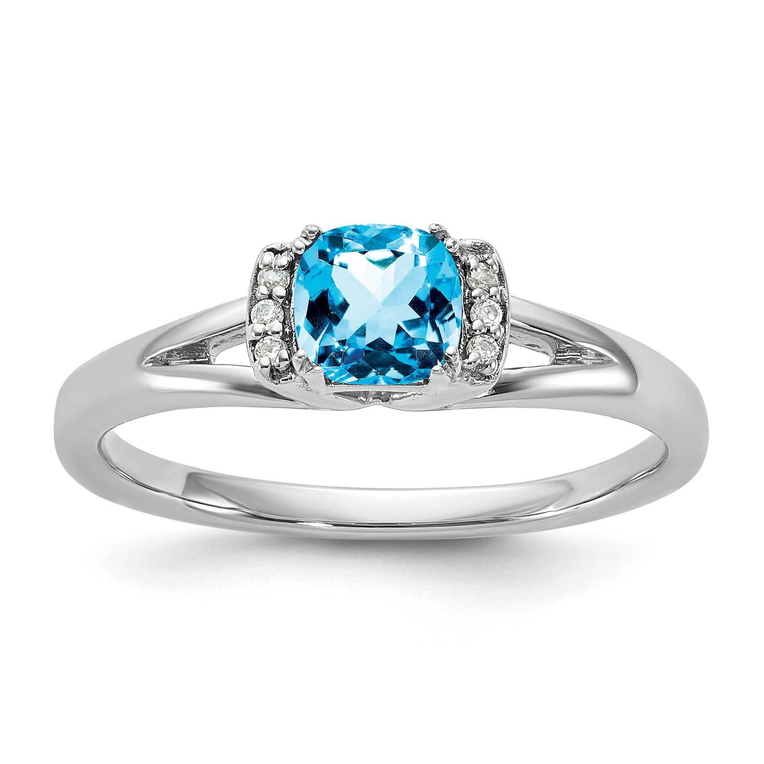 Polished Diamond and Blue Topaz Fashion Ring 14k White Gold, MPN: RM10787-BT-060-WAA, UPC: