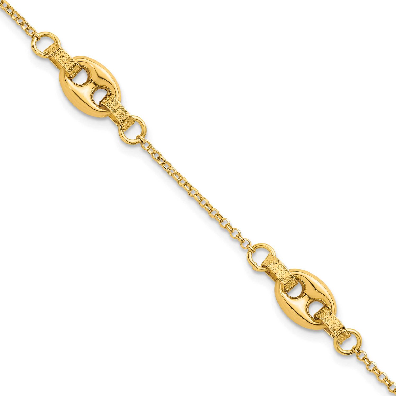 Textured Greek Key 7.25 with 1 Inch Extender Link Bracelet 14k Gold Polished, MPN: SF3163-7.25, UPC: