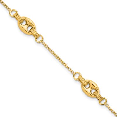 Textured Greek Key 7.25 with 1 Inch Extender Link Bracelet 14k Gold Polished, MPN: SF3163-7.25, UPC: