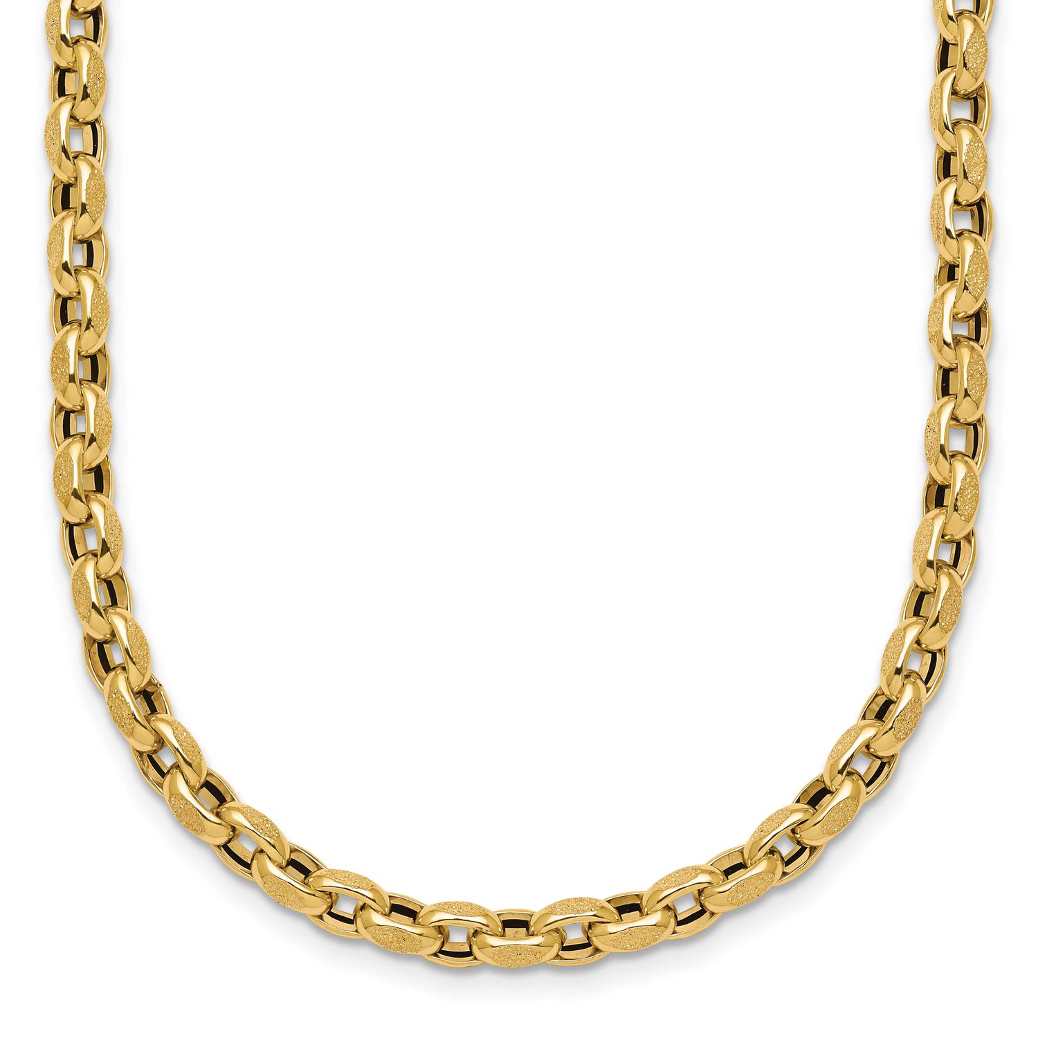 17.25 Inch Fancy Textured Open Link Necklace 14k Gold Polished, MPN: SF3223-17.25, UPC: