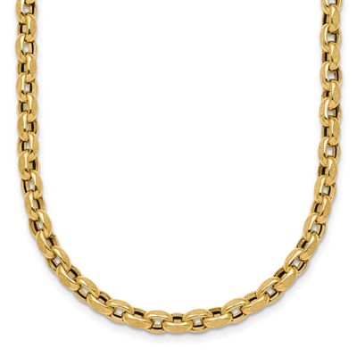 17.25 Inch Fancy Textured Open Link Necklace 14k Gold Polished, MPN: SF3223-17.25, UPC: