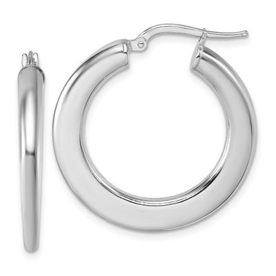 Hoop Earrings Sterling Silver Rhodium-Plated Polished, MPN: QE17928, UPC: