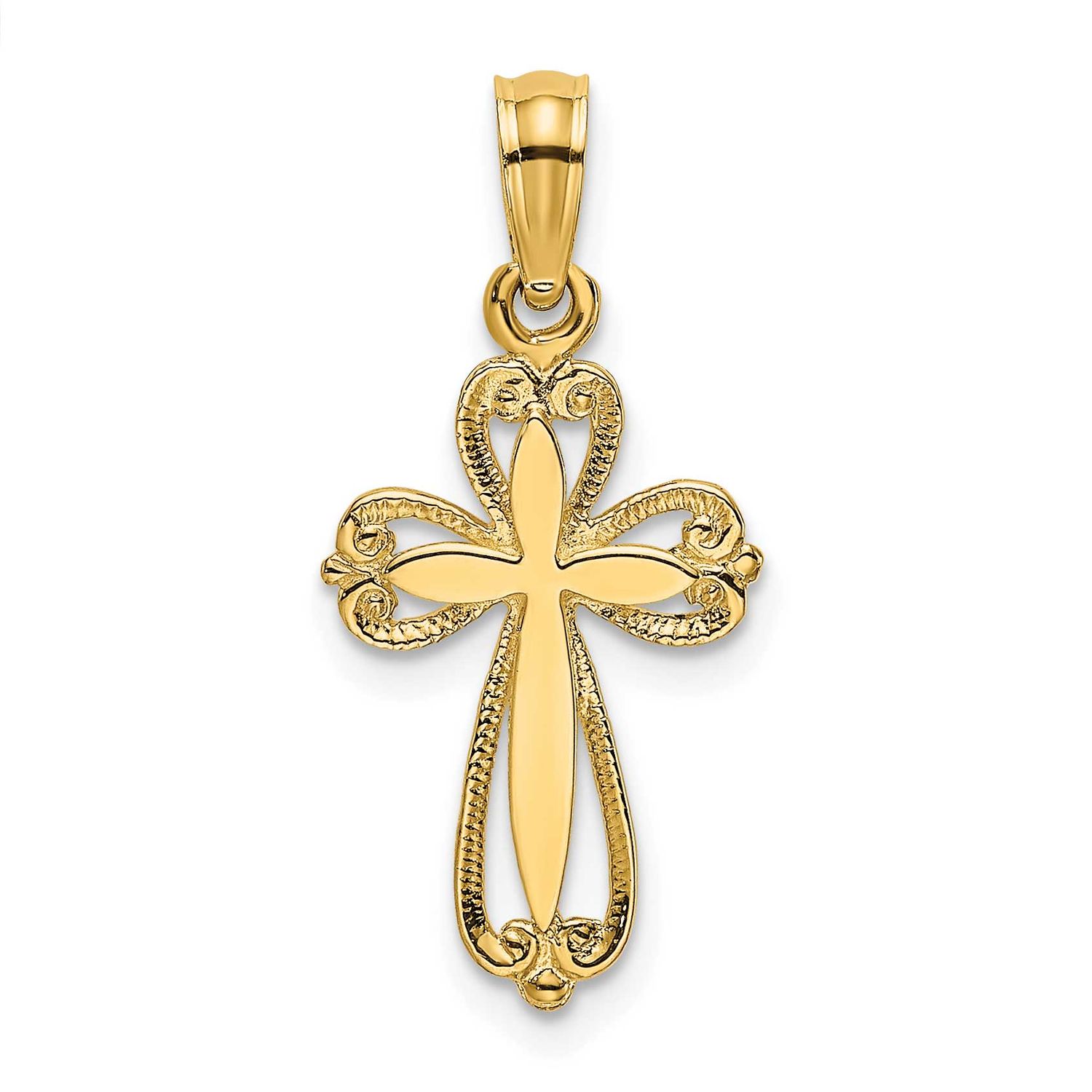 Cut-Out Engraved Cross Charm 14k Gold Polished, MPN: K8350, UPC: 637218016129