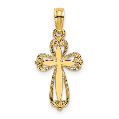 Cut-Out Engraved Cross Charm 14k Gold Polished, MPN: K8350, UPC: 637218016129