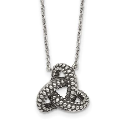 Textured Trinity Knot Charm Necklace Sterling Silver Antiqued, MPN: QG7082-16, UPC: