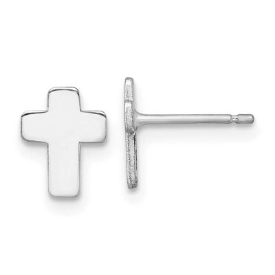 Polished Cross Post Earrings 14k White Gold, MPN: TE977W, UPC: