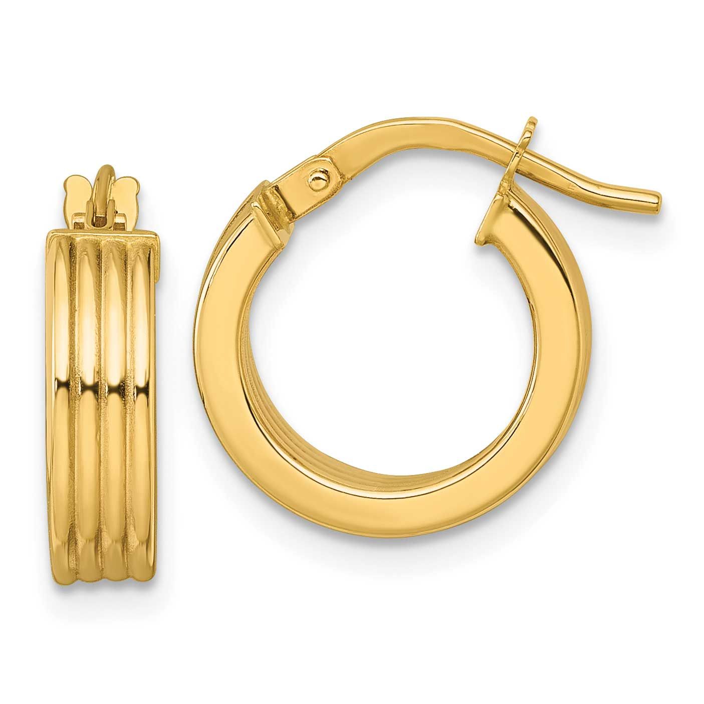 Grooved Hoop Earrings 10k Gold Polished, MPN: 10ER377, UPC: