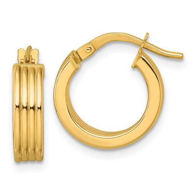 Grooved Hoop Earrings 10k Gold Polished, MPN: 10ER377, UPC: