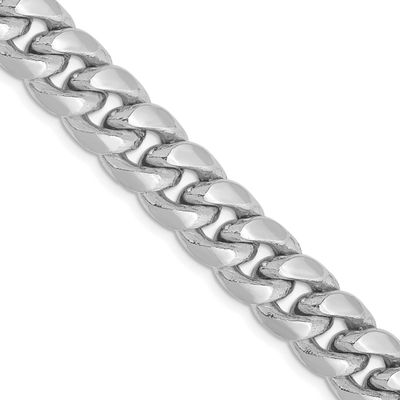 9.3mm Semi-Solid Miami Cuban Chain 24 Inch 14k White Gold, MPN: BC157W-24, UPC: