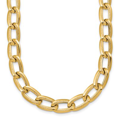 Textured Long Curb 18 Inch Necklace 14k Gold Polished, MPN: SF3240-18, UPC: