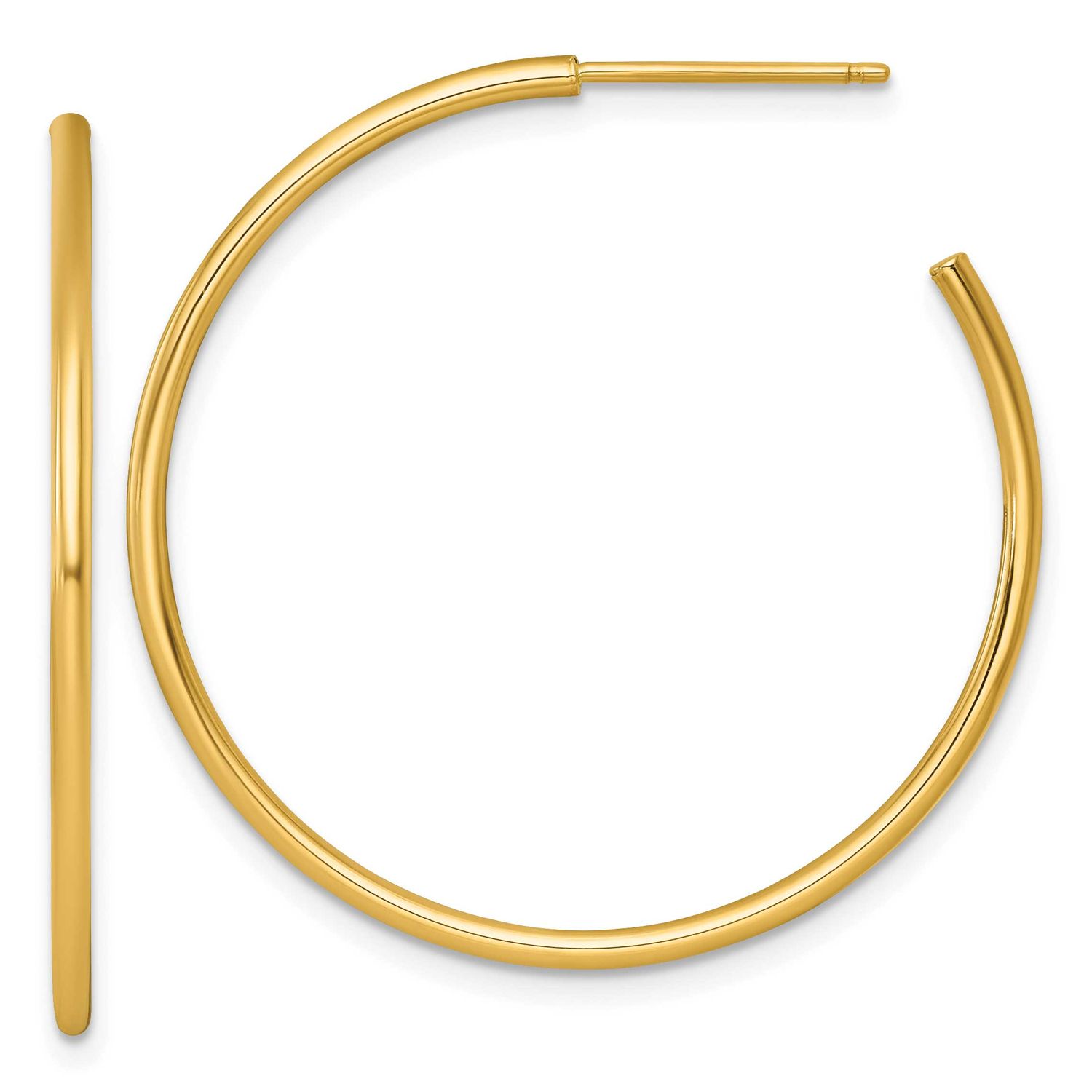 1.5 x 35mm Polished Post Hoop Earrings 14k Gold, MPN: TF2498, UPC: