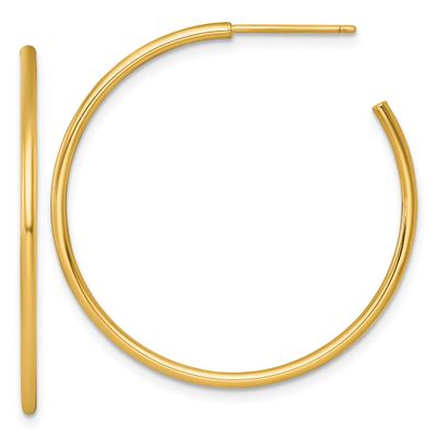 1.5 x 35mm Polished Post Hoop Earrings 14k Gold, MPN: TF2498, UPC: