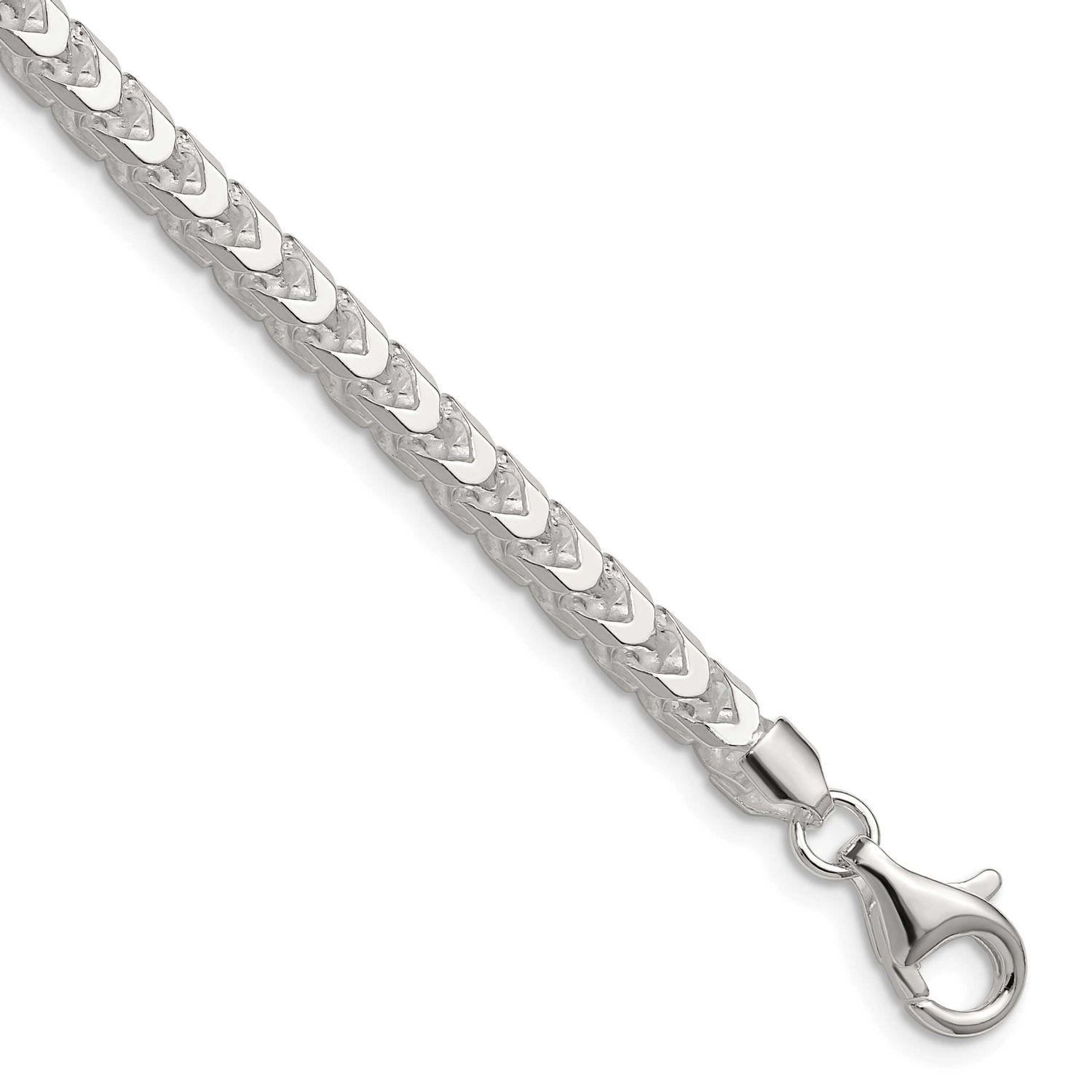 4.7mm Diamond-cut Square Franco Chain 18 Inch Sterling Silver, MPN: QQF140-18, UPC: