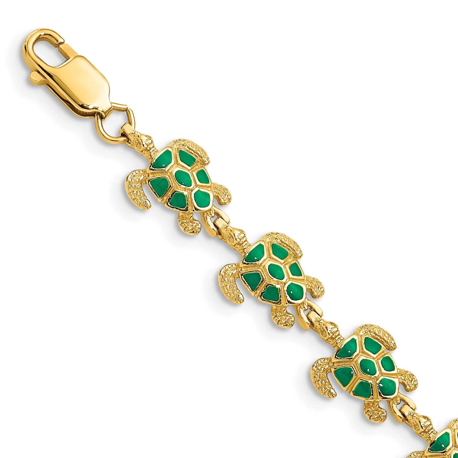 Green Enamel Sea Turtle Bracelet 14k Gold, MPN: FB1582-7, UPC: 883957946931