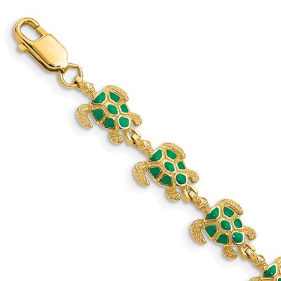 Green Enamel Sea Turtle Bracelet 14k Gold, MPN: FB1582-7, UPC: 883957946931