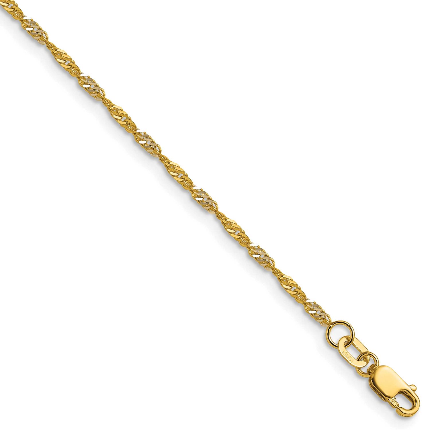 1.65mm Singapore Chain 16 Inch 14k Gold with Rhodium, MPN: PEN334-16, UPC: