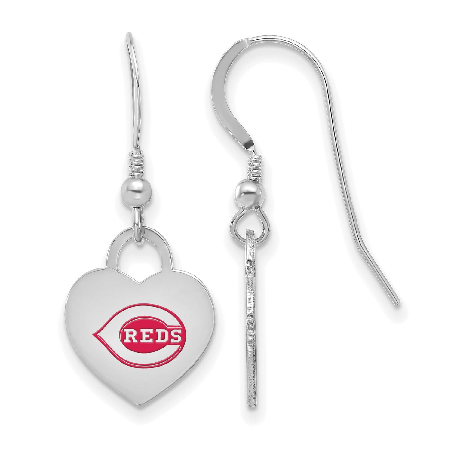 MLB Cincinnati Reds Enamel HEarringst Dangle Earrings Sterling Silver Rhodium-plated, MPN: SS129RDS