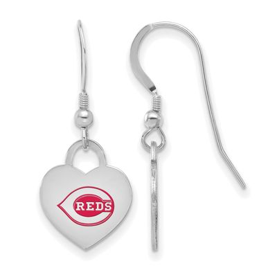 MLB Cincinnati Reds Enamel HEarringst Dangle Earrings Sterling Silver Rhodium-plated, MPN: SS129RDS