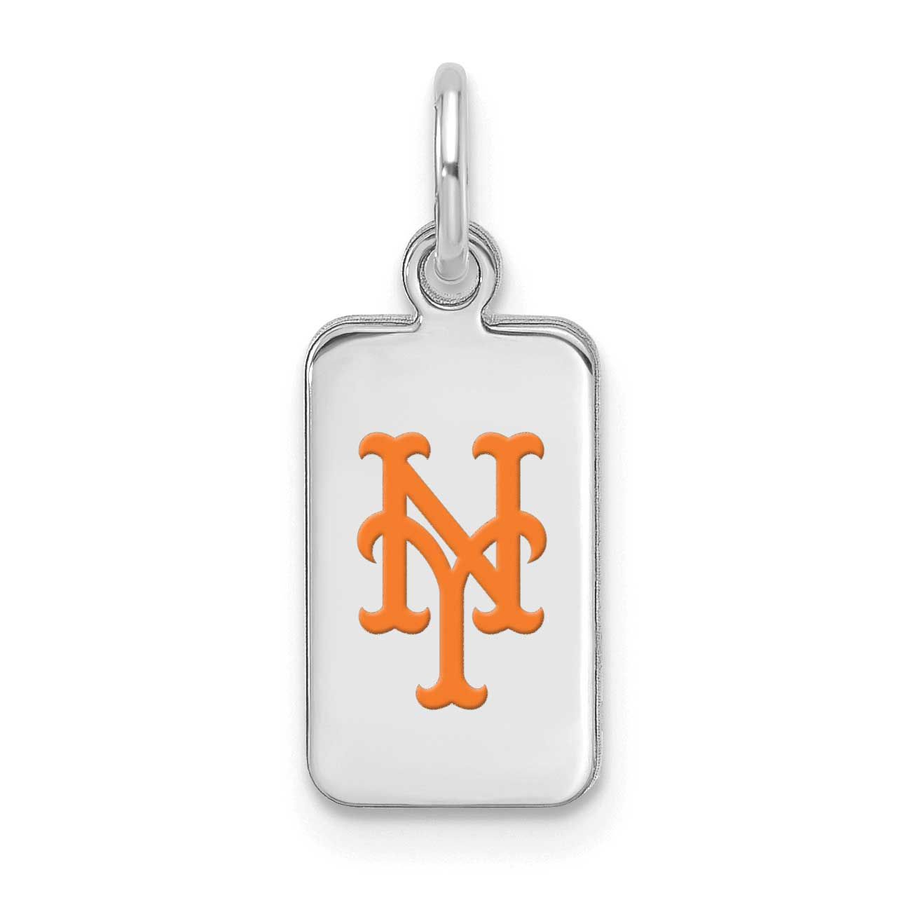 MLB New York Mets Enamel Tag Pendant Sterling Silver Rhodium-plated, MPN: SS126MET