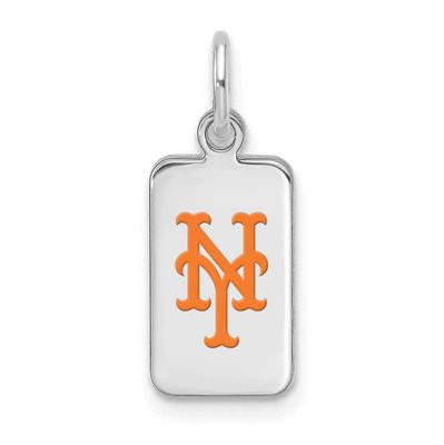 MLB New York Mets Enamel Tag Pendant Sterling Silver Rhodium-plated, MPN: SS126MET