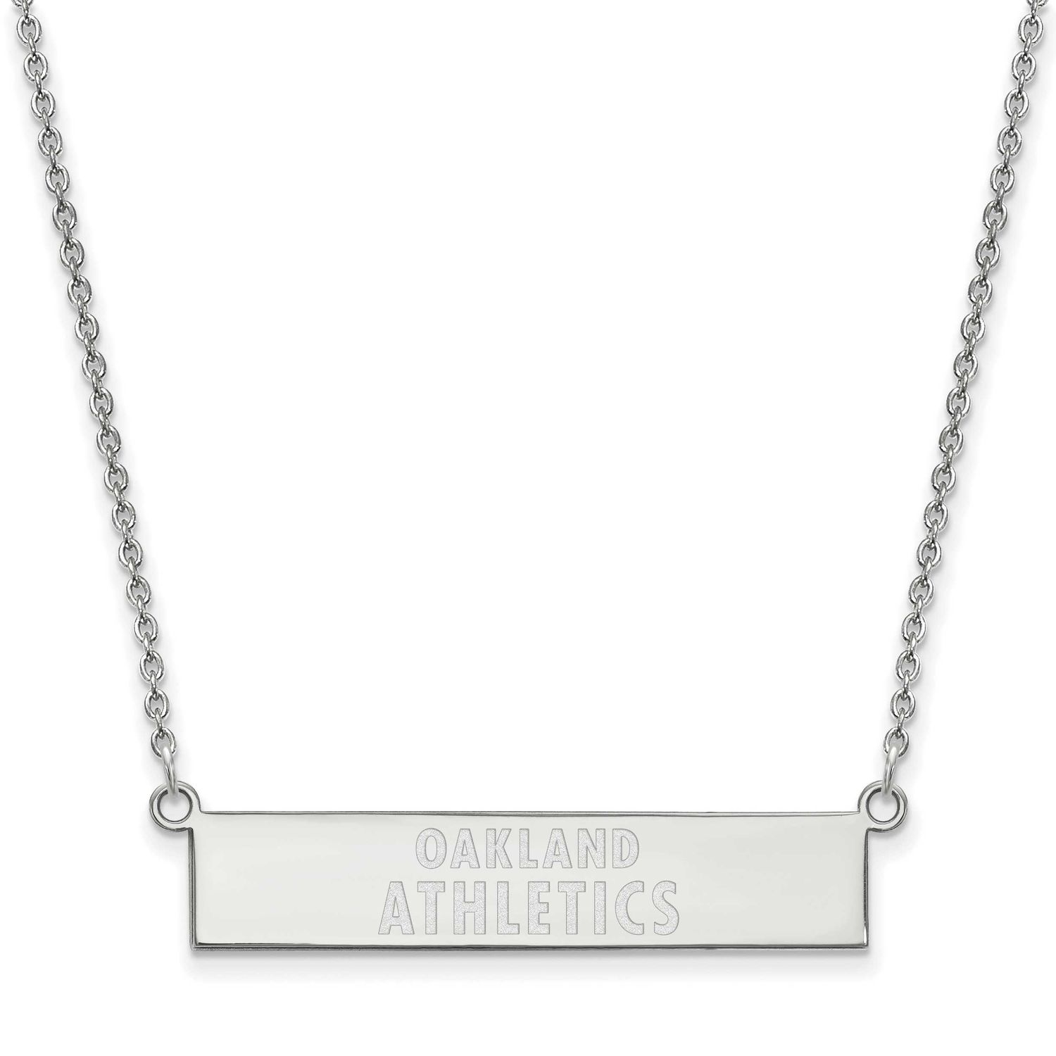 MLB Oakland Athletics Bar Necklace Sterling Silver Rhodium-plated, MPN: SS041ATH-18