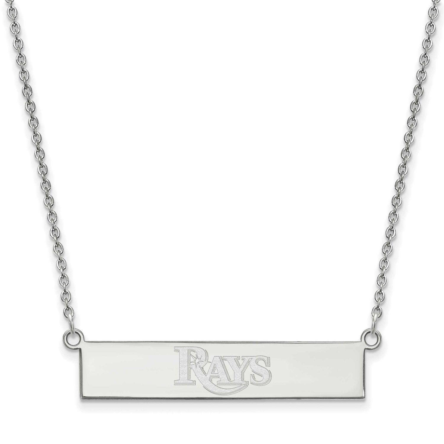 MLB Tampa Bay Rays Script Bar Necklace Sterling Silver Rhodium-plated, MPN: SS041DEV-18
