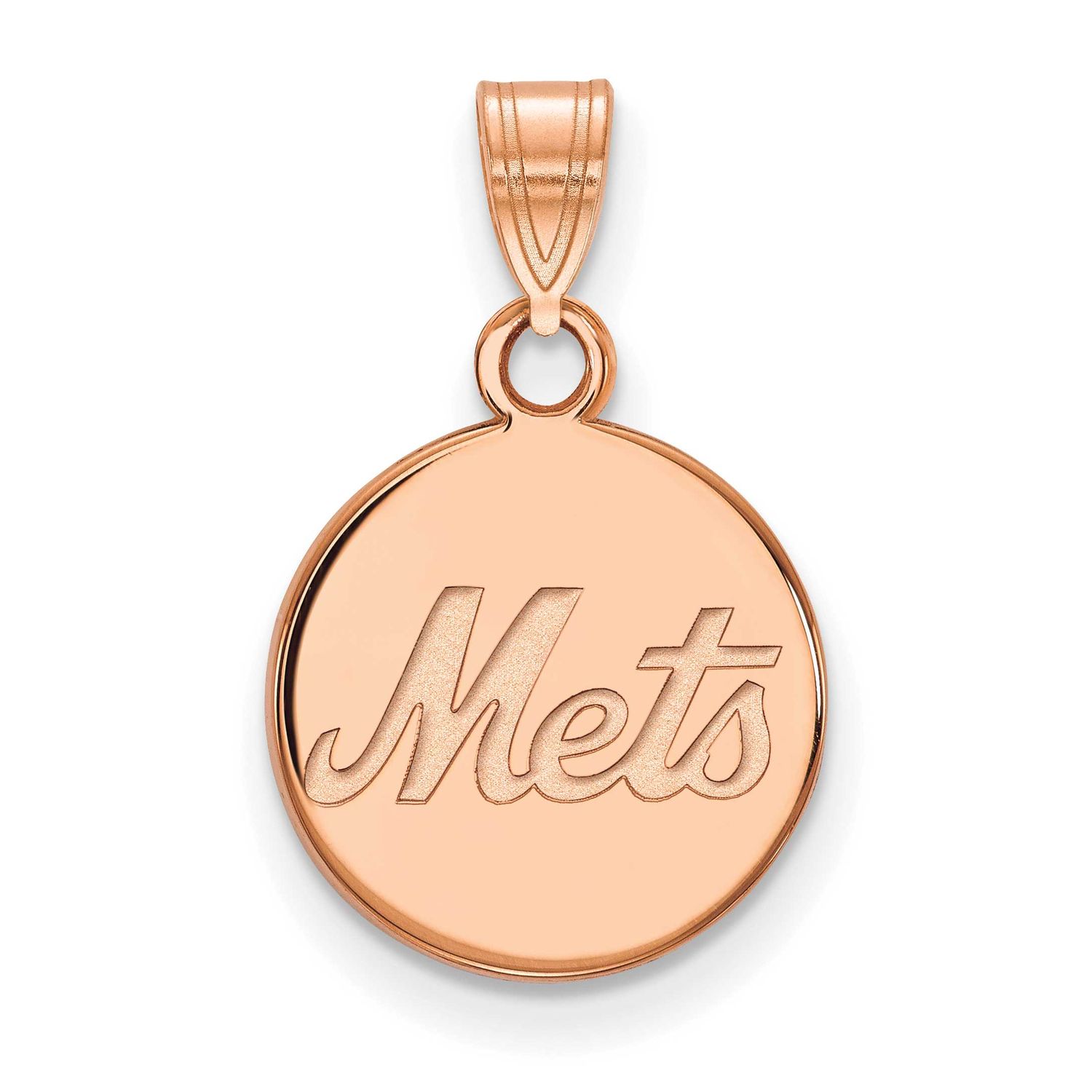 MLB New York Mets Script Small Disc Pendant 14k Rose Gold, MPN: 4R017MET
