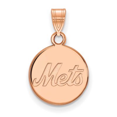 MLB New York Mets Script Small Disc Pendant 14k Rose Gold, MPN: 4R017MET