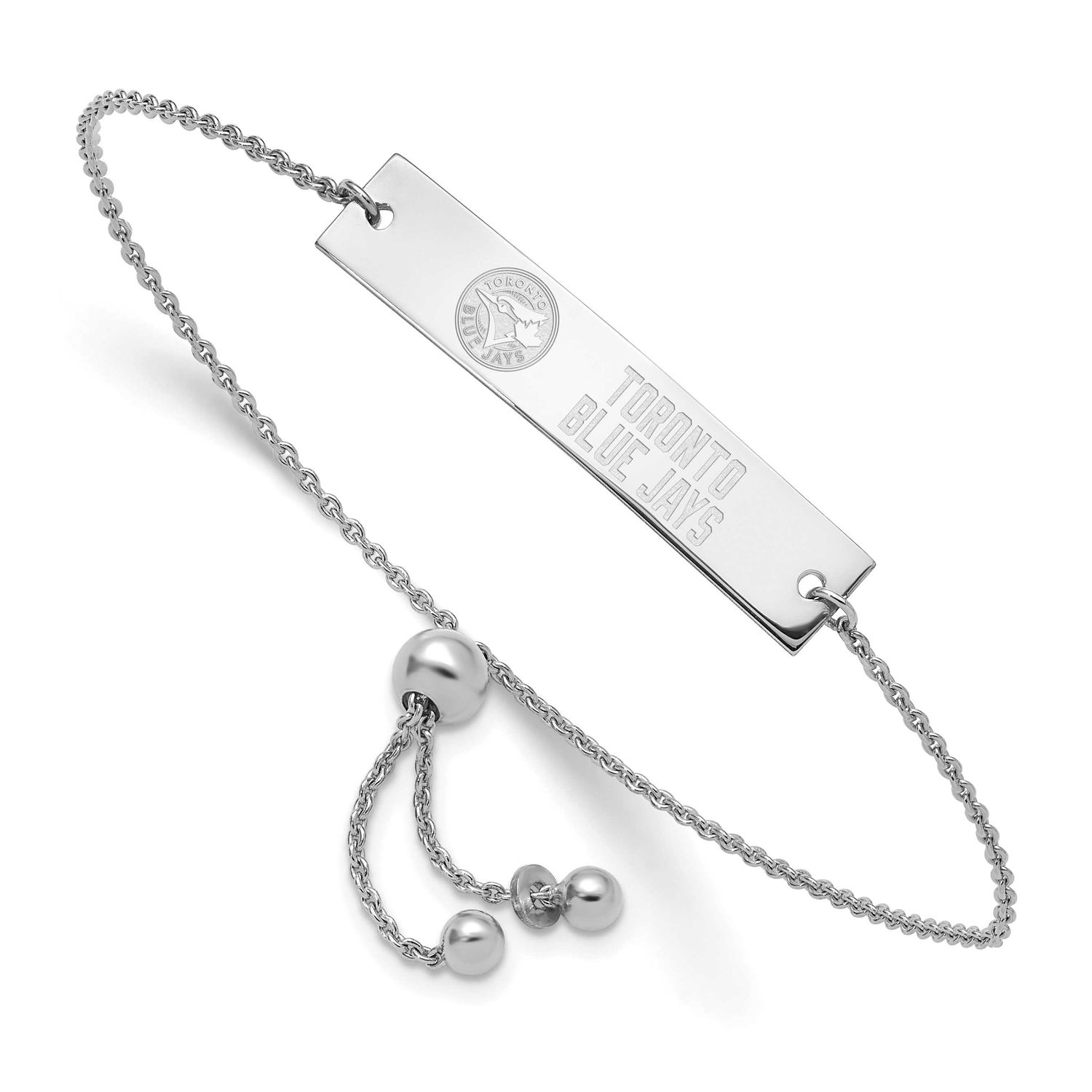 MLB Toronto Blue Jays Name Bar Adj Bracelet Sterling Silver Rhodium-plated, MPN: SS127BLU-9