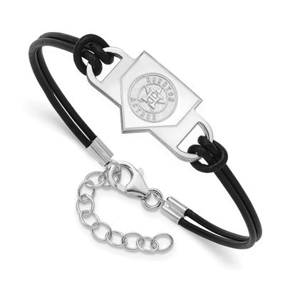 MLB Houston Astros Homeplate Leather Bracelet Sterling Silver Rhodium-plated, MPN: SS131AST-7