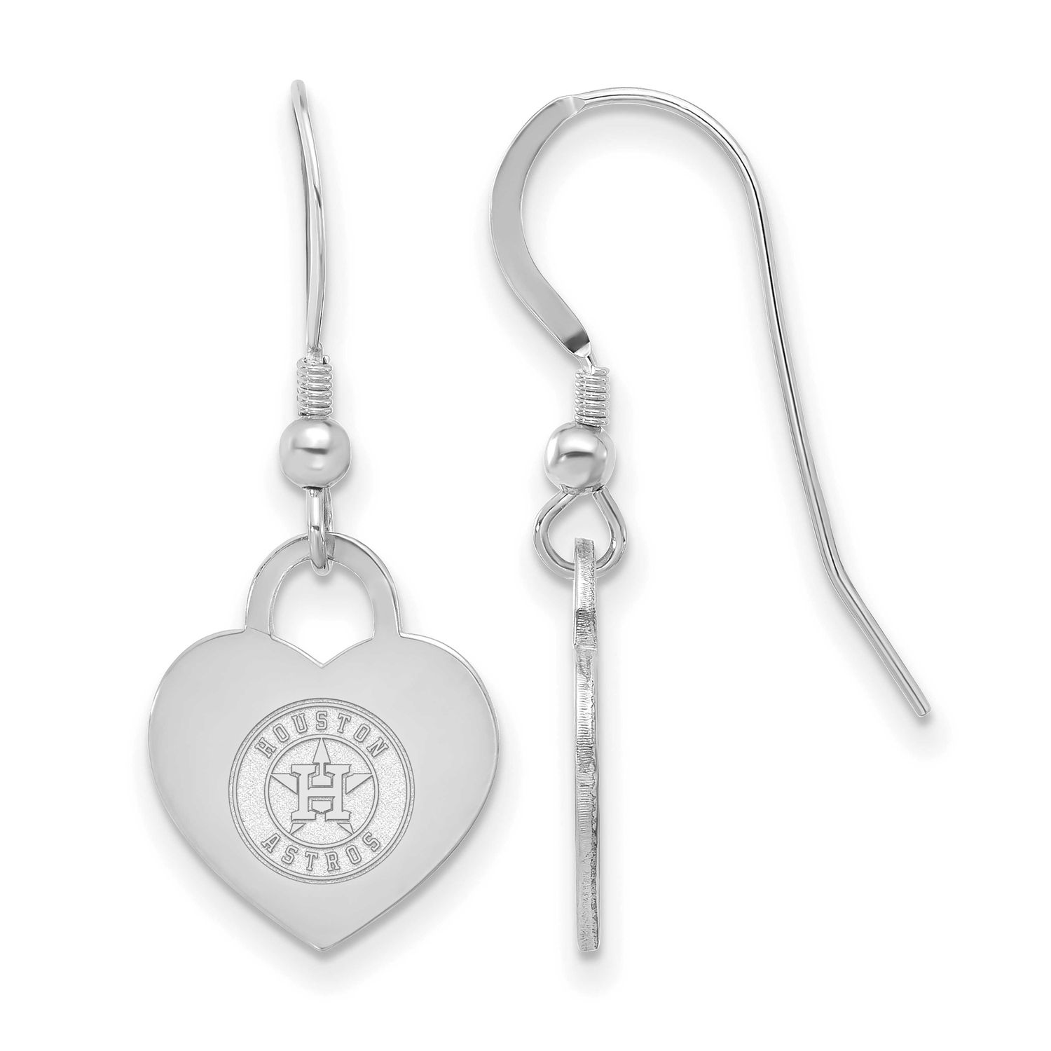MLB Houston Astros Heart Dangle Earrings Sterling Silver Rhodium-plated, MPN: SS128AST