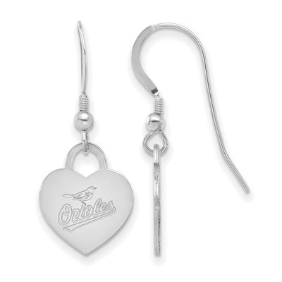 MLB Baltimore Orioles Heart Dangle Earrings Sterling Silver Rhodium-plated, MPN: SS128ORI