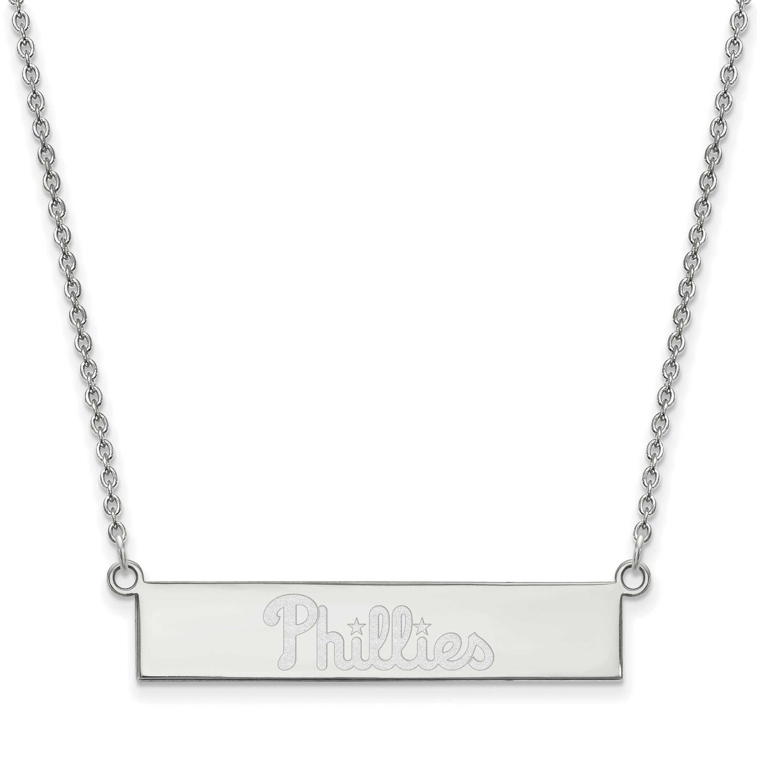 MLB Philadelphia Phillies Bar Necklace Sterling Silver Rhodium-plated, MPN: SS041PHI-18