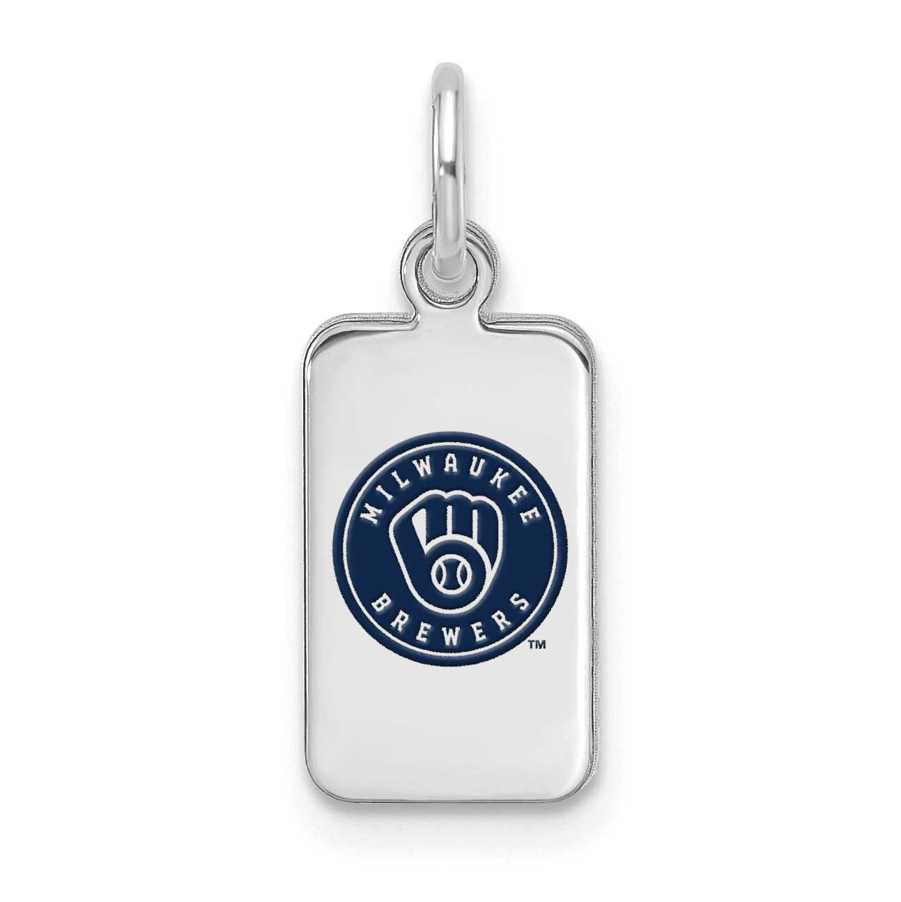 MLB Milwaukee Brewers Enamel Tag Pendant Sterling Silver Rhodium-plated, MPN: SS126BRE
