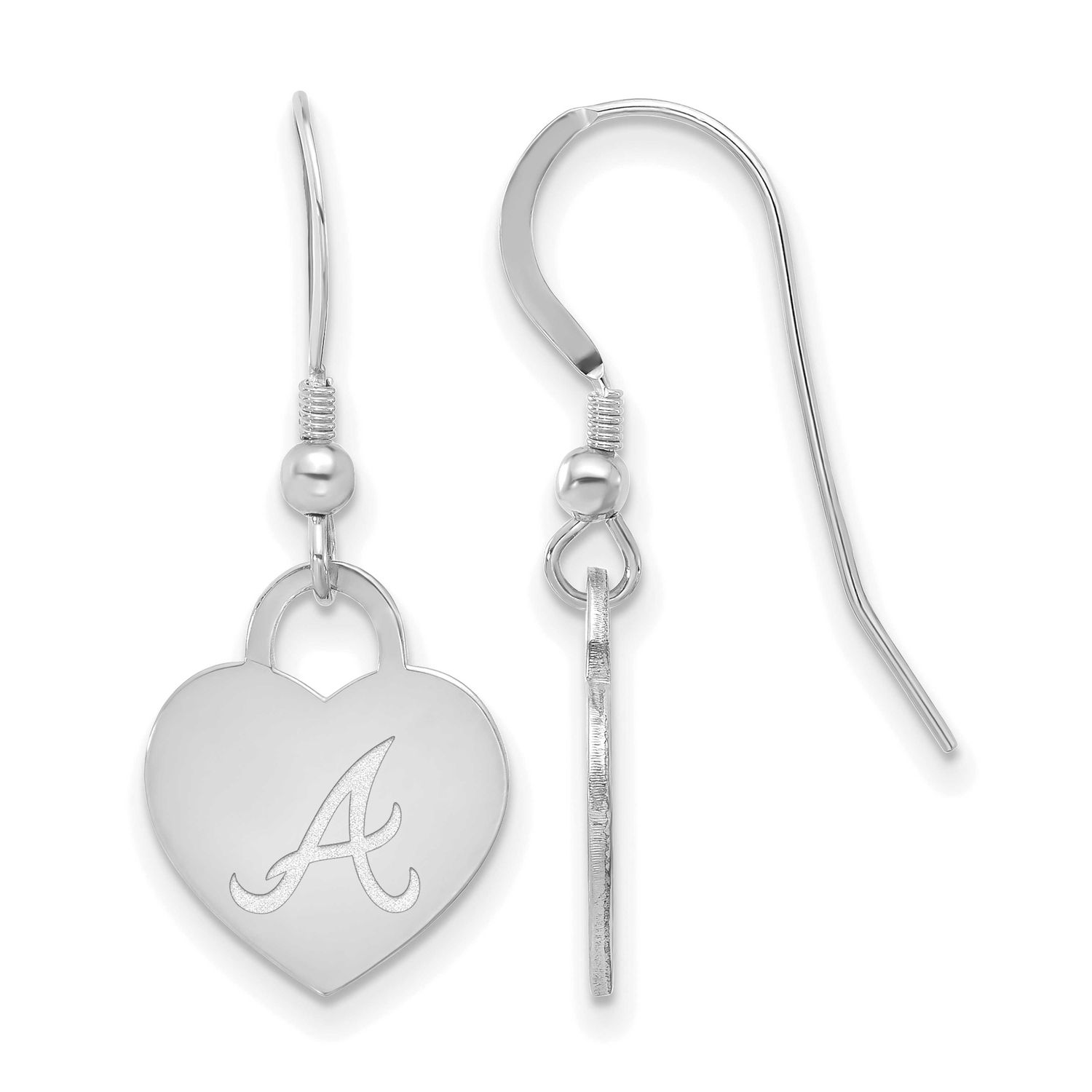 MLB Atlanta Braves Heart Dangle Earrings Sterling Silver Rhodium-plated, MPN: SS128BRA